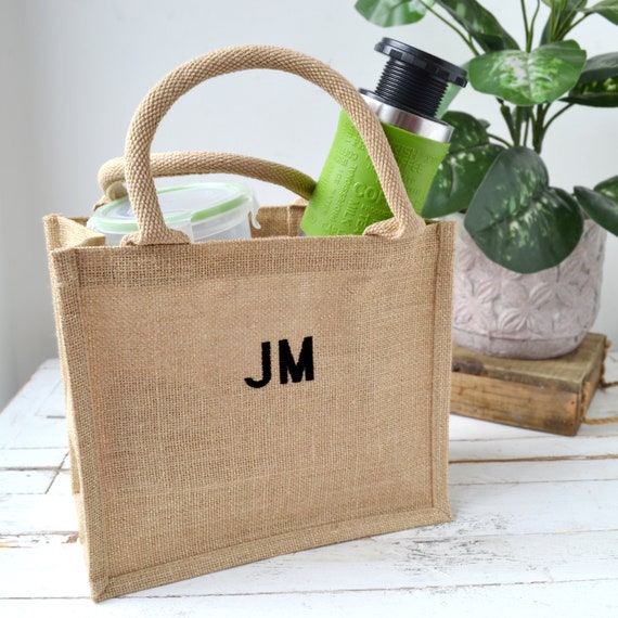 Embroidered Glitter Hessian Lunch Bag Etsy