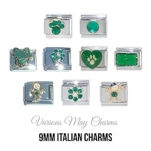 Various May Birthstone - Birthmonth 9mm Italian charm  - 9mm classic Italian charms