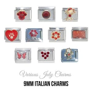 Various July Birthstone - Birthmonth 9mm Italian charm  - 9mm classic Italian charms