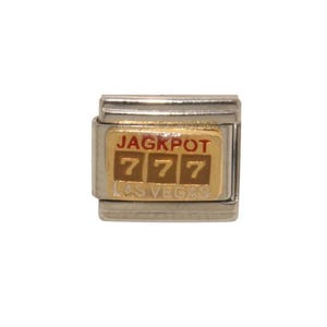 Pingente italiano Jackpot Lucky 7's Las Vegas de 9 mm - compatível com pulseiras clássicas de 9 mm