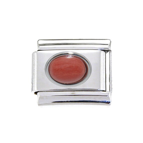 Burnt Orange oval 9mm enamel Italian charm - 9mm Italian charm