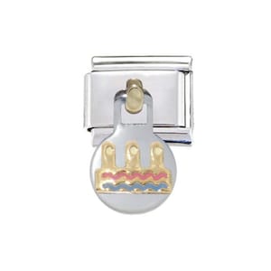 Charm italiano colgante circular de pastel de cumpleaños de 9 mm: compatible con pulseras clásicas de charms italianos de 9 mm.