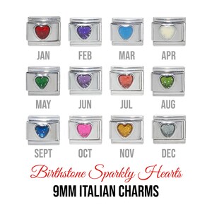 June Heart Birth Month birthstone Italian Charm 9mm Classic Size June Heart Birth Month birthstone Italian Charm 9mm Classic Size