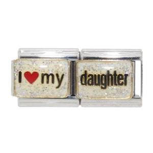 I love my daughter sparkly double 9mm enamel Italian charm  - 9mm Italian charm