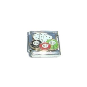 Cartes et jetons de poker breloques italiennes en émail - Breloque italienne 9 mm