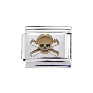 Skull and Crossbones 9mm enamel Italian charm  - 9mm Italian charm