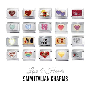 Love & Hearts - 9mm classic Italian charms