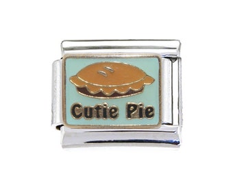 Cutie pie with pie enamel 9mm Italian charm - fits classic 9mm Italian charm bracelets
