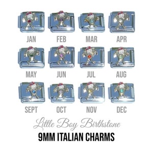 Birthstone Little Boy blue cap 9mm Italian charm  - 9mm classic Italian charms