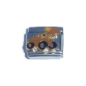 Brown Front Loader Digger enamel 9mm Italian charm  - 9mm Italian charm