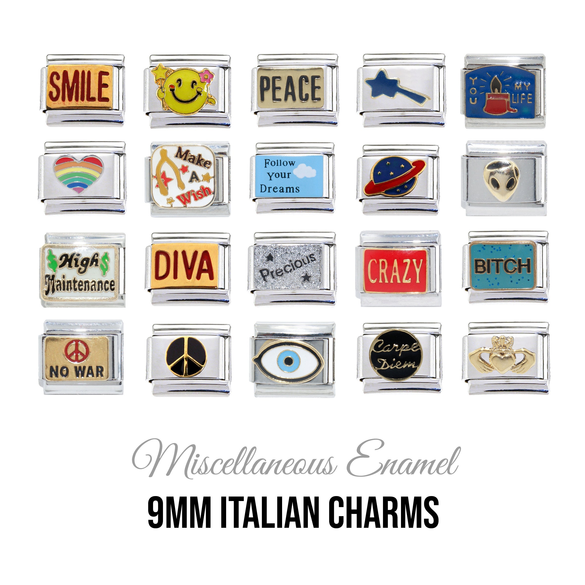 Miscellaneous Enamel 9mm Classic Italian Charms - Etsy