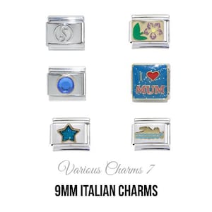 Varios Charms Mixtos 7 - 9 mm Charm Italiano - Charms Italianos Clásicos de 9 mm