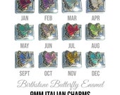 Birthstone enamel Butterfly 9mm Italian charm - 9mm classic Italian charm