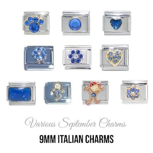 Various September Birthstone - Birthmonth 9mm Italian charm  - 9mm classic Italian charms