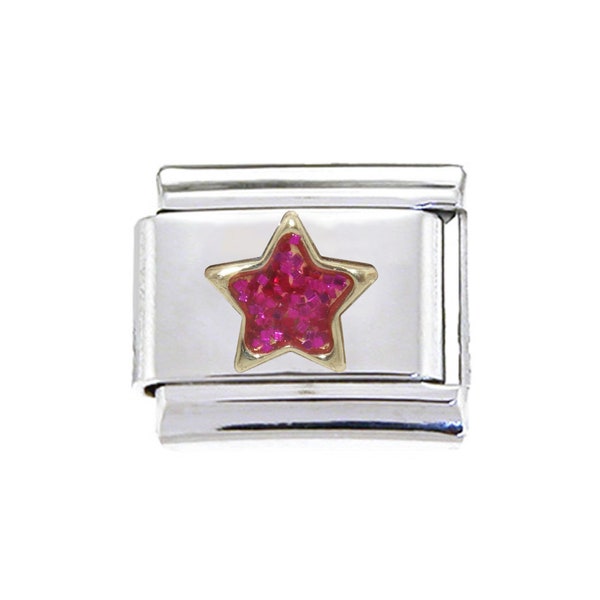 Pink sparkly star 9mm Italian charm - fits classic 9mm Italian charm bracelets