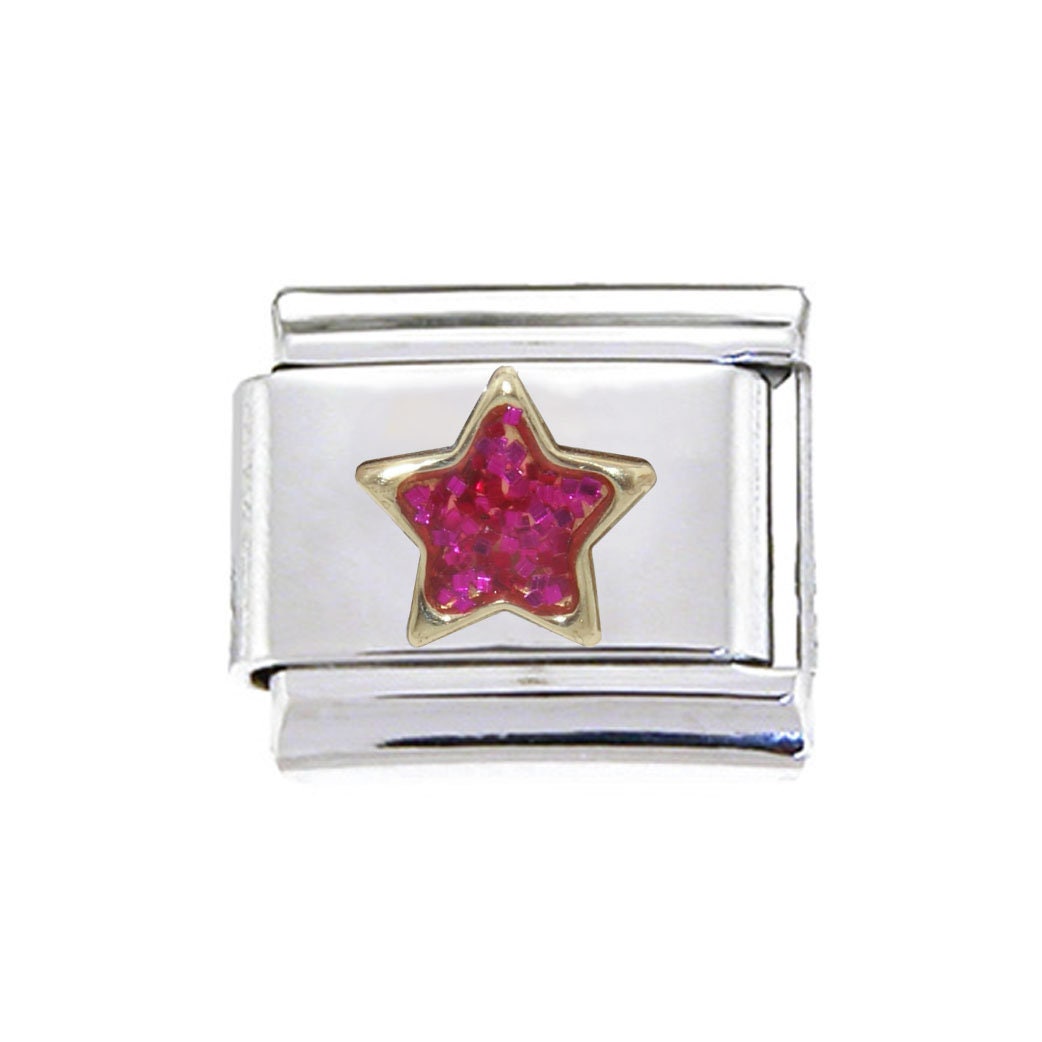 Pink Sparkly Star 9mm Italian Charm Fits Classic 9mm Italian Charm