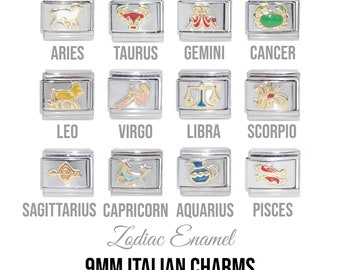 Zodiac enamel - 9mm classic Italian charms