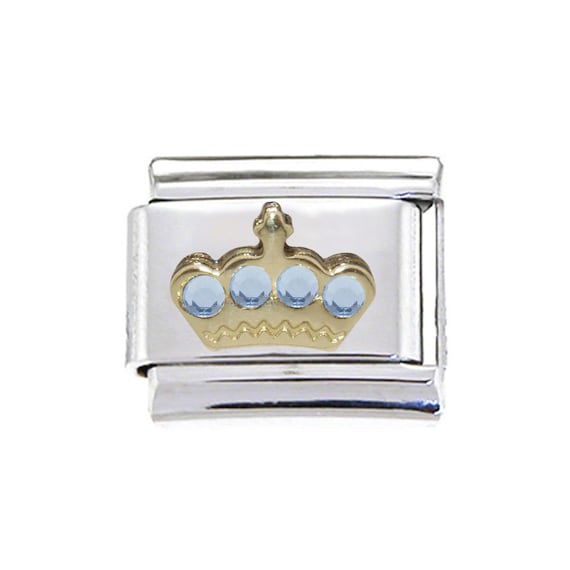 CROWN BLUE GEMS Italian Charm I Love my Princess Tiara 9mm fits classic
