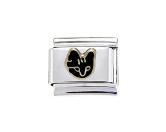 Black cat head enamel 9mm Italian charm  - 9mm Italian charm