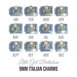 Birthstone Little Girl 9mm Italian charm  - 9mm classic Italian charms
