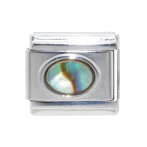 Mother of Pearl oval 9mm enamel Italian charm  - 9mm Italian charm
