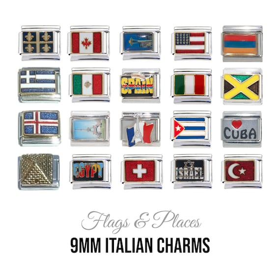 Flags, Places, Travel 9mm Classic Italian Charms - Etsy