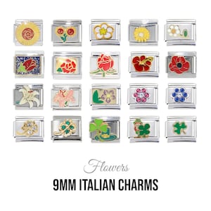 Flower, Poppy, Sunflower, Lily, Daisy - 9mm classic Italian charms
