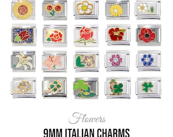 Flower, Poppy, Sunflower, Lily, Daisy - 9mm classic Italian charms