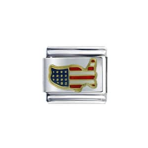 Drapeau des États-Unis, carte, breloque italienne 9 mm - convient aux bracelets italiens classiques de 9 mm