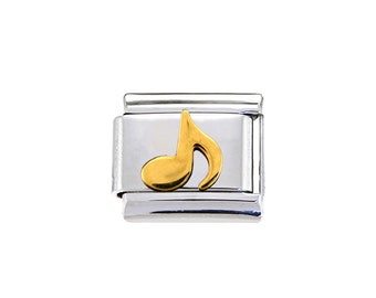 Gold music note 9mm enamel Italian charm  - 9mm Italian charm