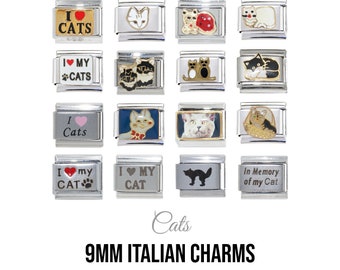 Gatos - Charms italianos clásicos de 9 mm.
