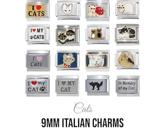 Gatos - Charms italianos clásicos de 9 mm.