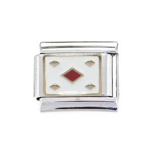 Charm italiano esmaltado con forma de tarjeta de as de diamantes - Charm italiano de 9 mm