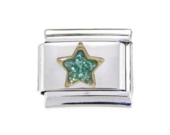 Green sparkly star 9mm Italian charm - fits classic 9mm Italian charm bracelets