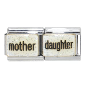 Mother daughter sparkly double 9mm enamel Italian charm  - 9mm Italian charm
