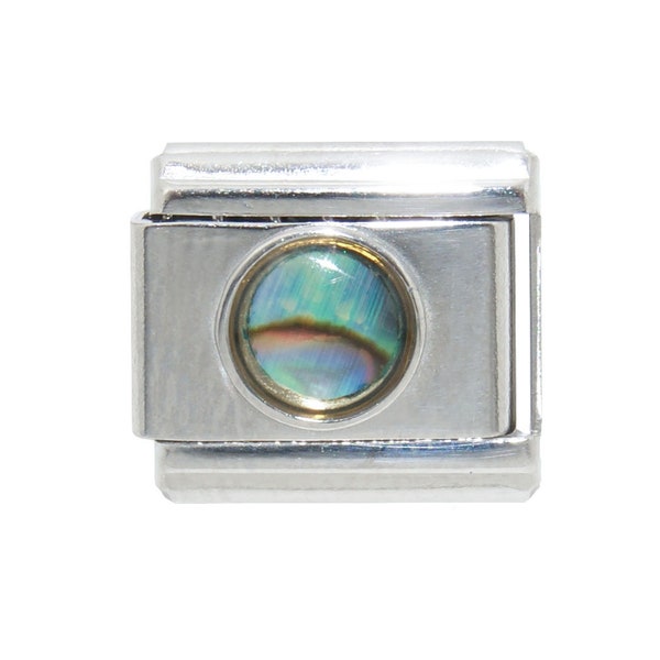 Mother of Pearl circle 9mm enamel Italian charm  - 9mm Italian charm