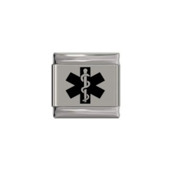 Medical symbol laser 9mm Italian charm - fits classic 9mm Italian charm bracelets