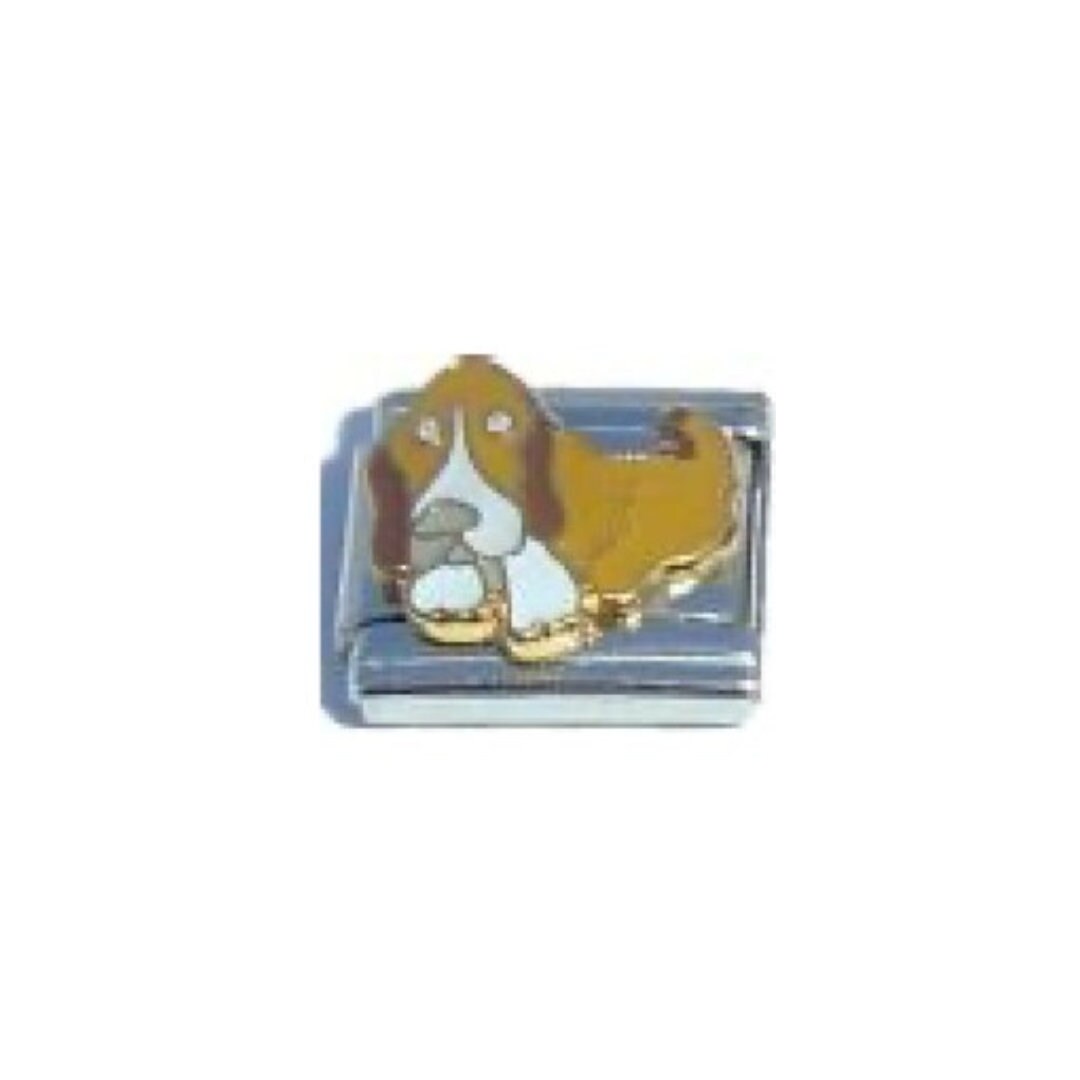 Stylysh Charms Basset Hound Dog Photo Italian 9mm Link DG052 Fits Tradition