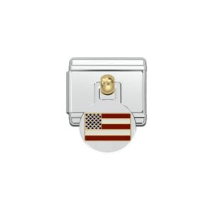 USA flag dangle Italian charm - fits classic 9mm Italian charm bracelets
