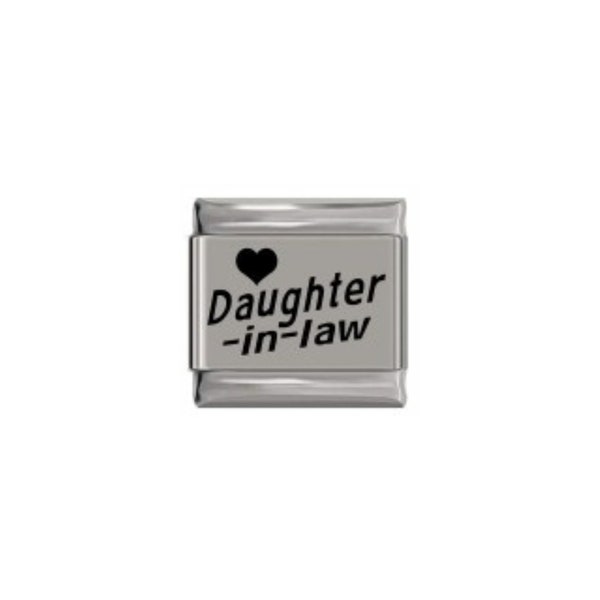 Daughter-in-law with heart laser 9mm Italian charm - fits classic 9mm Italian charm bracelets