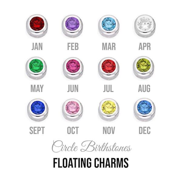 Circle Birthstone Floating Charm   - Floating Locket Charm