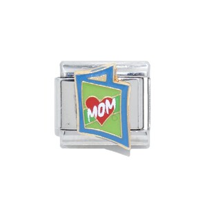 Breloque italienne maman sur carte 9 mm émaillée - convient aux bracelets classiques à breloques italiennes 9 mm