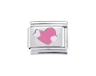 Triple pink hearts 9mm Italian charm - fits classic 9mm Italian charm bracelets