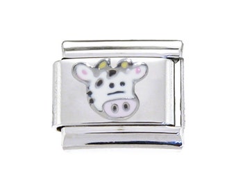 Cow with cute face enamel Italian charm   - 9mm Italian charm