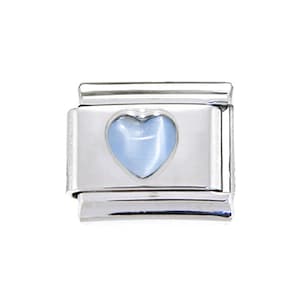 Pingente italiano de coração de pérola azul de 9 mm - serve para pulseiras clássicas de pingente italiano de 9 mm