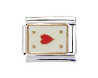 Ace of hearts  enamel Italian charm  - 9mm Italian charm