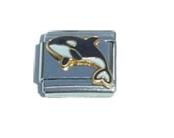 Orca whale enamel 9mm Italian charm  - 9mm Italian charm