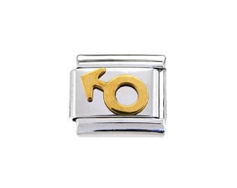 Gold Male Sign enamel  9mm Italian charm - fits classic 9mm Italian charm bracelets