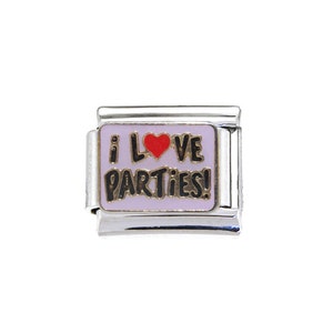 I love parties! 9mm Italian charm - fits classic 9mm Italian charm bracelets