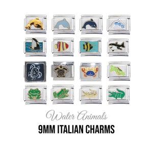 Water Animals Dolphin Turtles Frogs - 9mm classic Italian charms